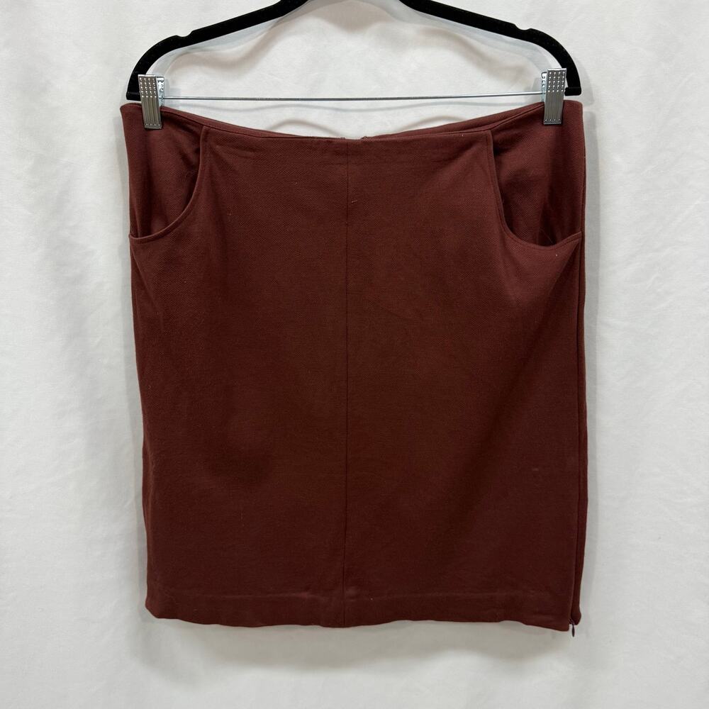 Cabi 3582 Boss Skirt Currant Brown Knee Length Pencil Skirt Side Zip Slits 12